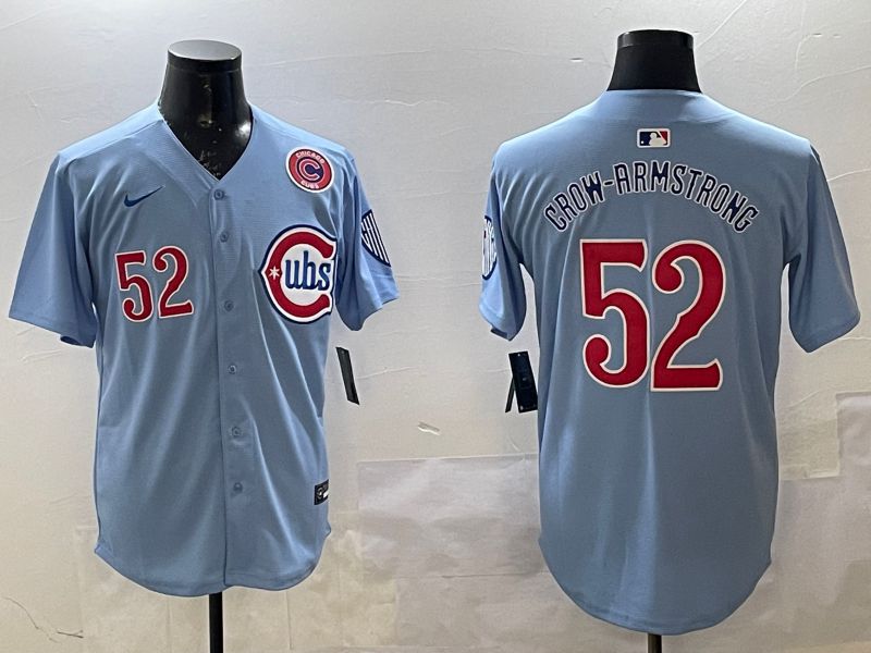 Men Chicago Cubs #52 Grow-Armstrong Light Blue Throwback Fashion 2025 Nike MLB Jersey style 2->chicago cubs->MLB Jersey